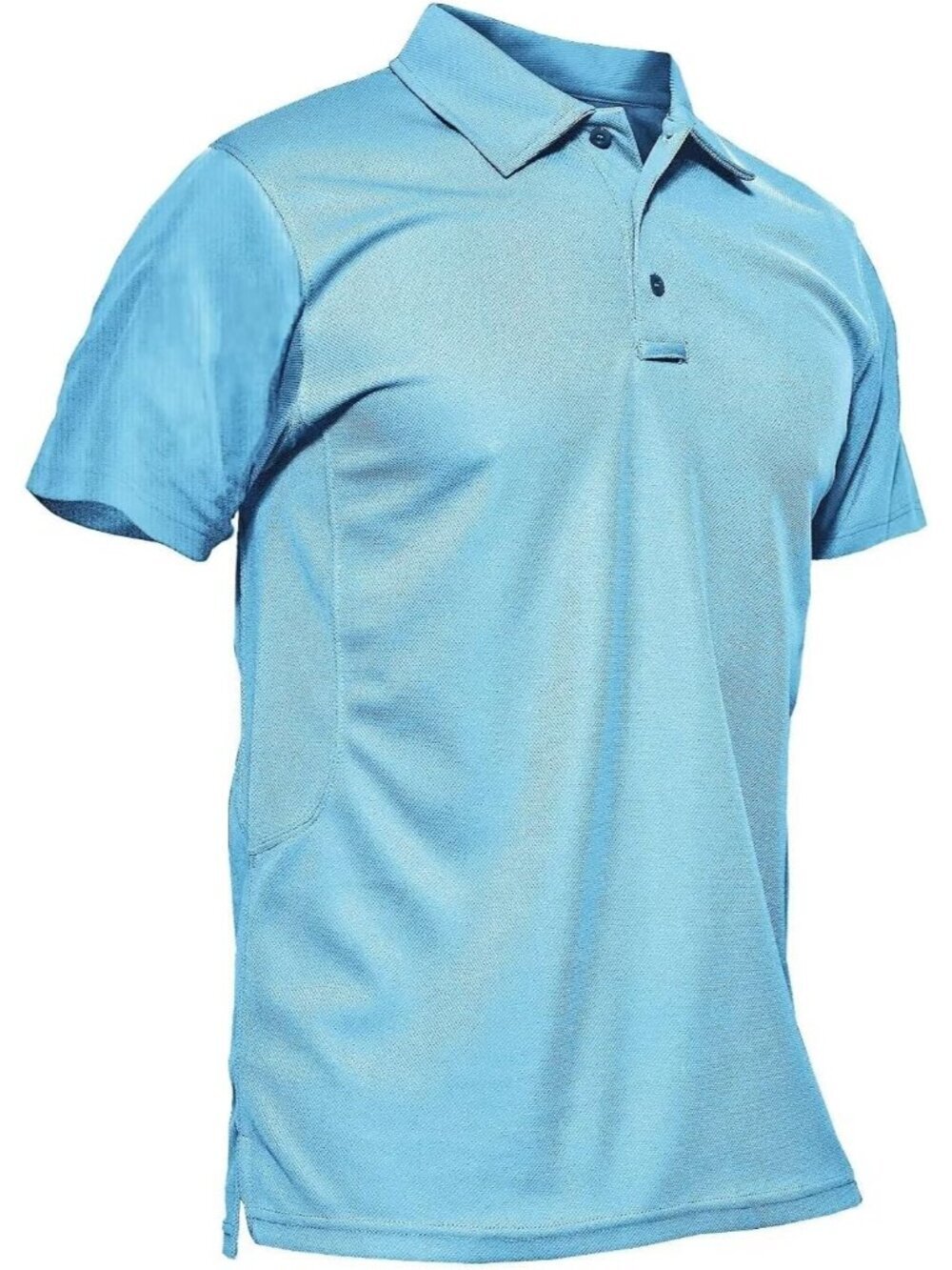 Mens #19 Sky Blue Quick Dry Performance Polo Shirt Short Sleeve Tactical Golf